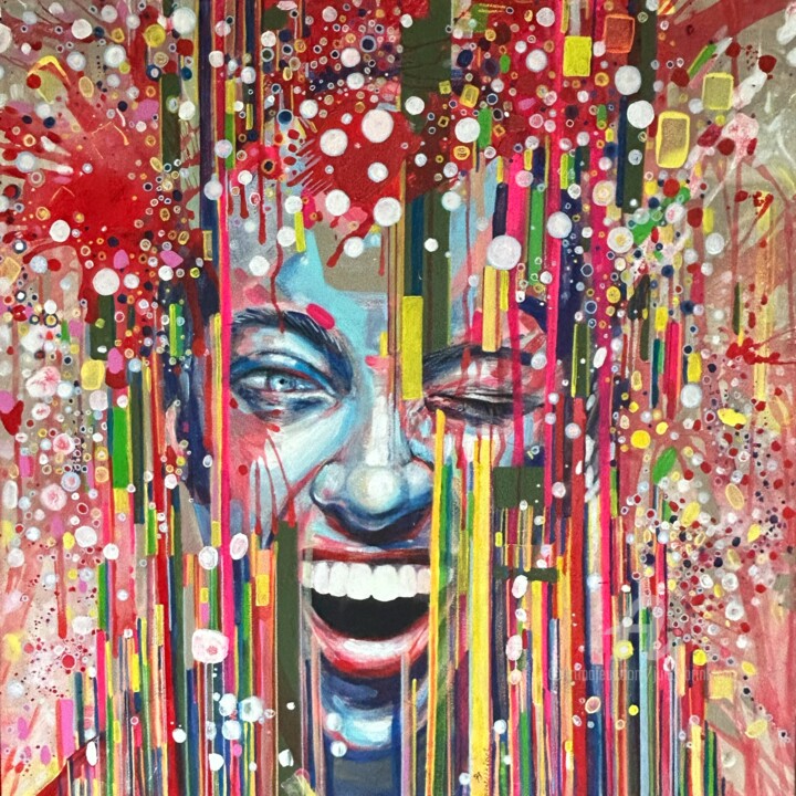 XL joyful portrait painting 绘画, 31.5x31.5 in