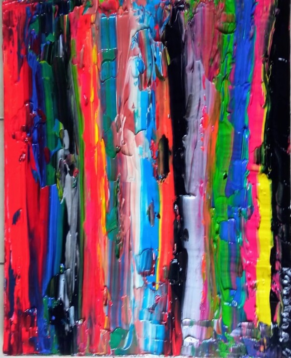Painting titled "ABSTRACTION COLOREE…" by Jean Pierre Jumeaux, Original Artwork, Acrylic Mounted on Wood Stretcher frame