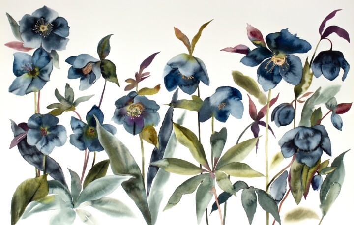 Hellebores No. 2 绘画, 26x40 in