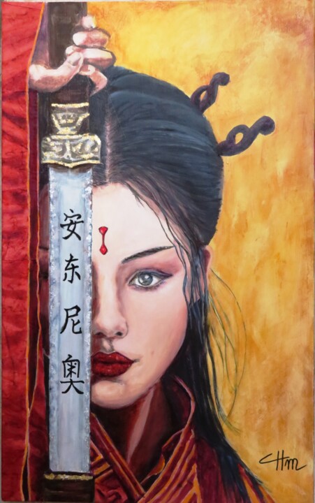 Peinture intitulée "LA BELLE AU SABRE" par Chantal Martin (chm), Œuvre d'art originale, Acrylique Monté sur Châssis en bois