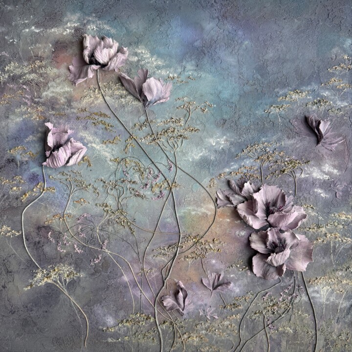 Lilac flowers and meadow grasses Картина, 19,7x19,7 in