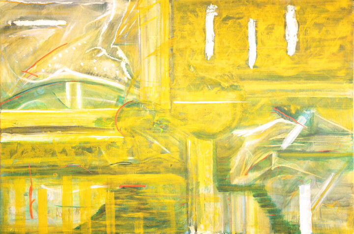Peinture intitulée "Abstract Yellow" par Shobhana Tyroller, Œuvre d'art originale, Acrylique