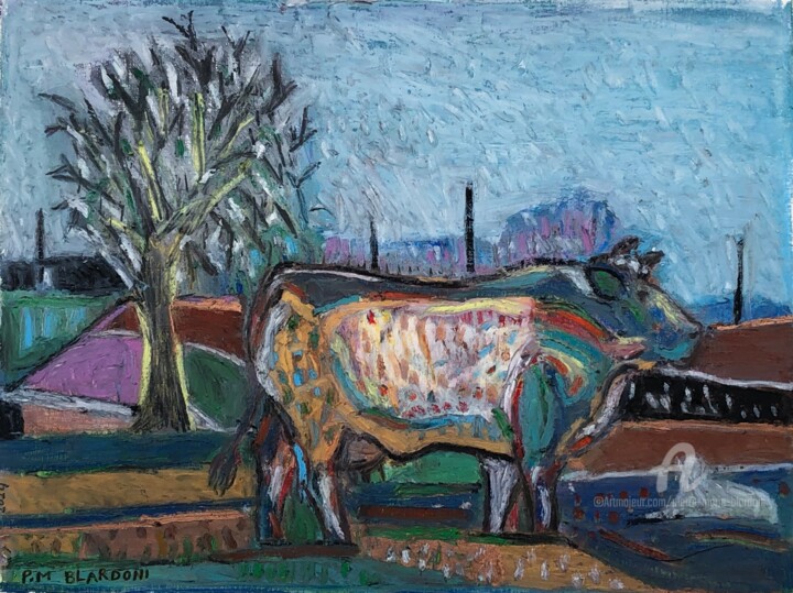 vache normande 绘画, 11.4x14.2 in