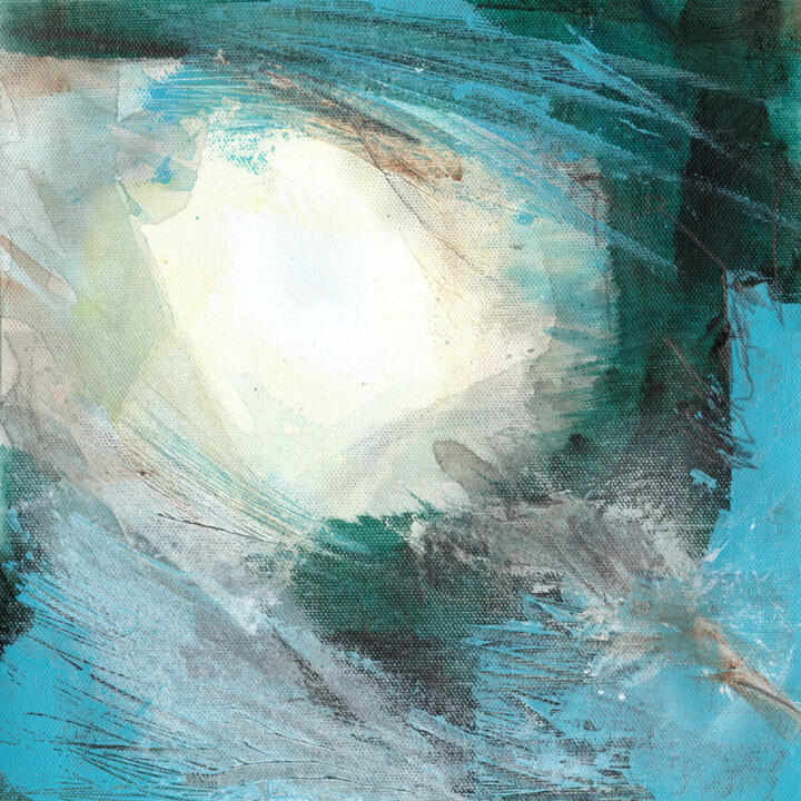 #278, acrylique sur toile, "biloba" 绘画, 9.8x9.8 in