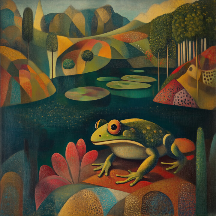 Shared Spotlight: Frog and Landscape in Harmony 数字艺术