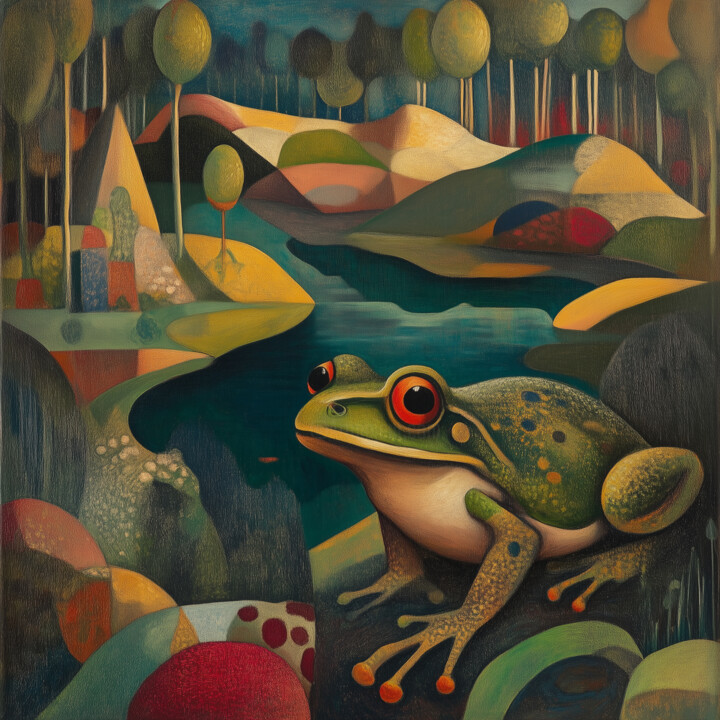 The Charmer: Frog in a Cubist Paradise 数字艺术
