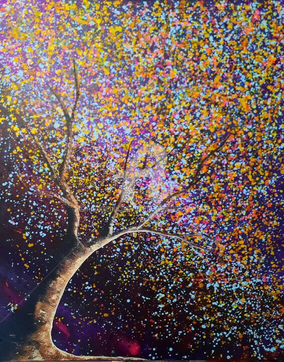 Peinture intitulée "Nuit étoilée" par Marie-Christine Maudet, Œuvre d'art originale, Acrylique Monté sur Châssis en bois