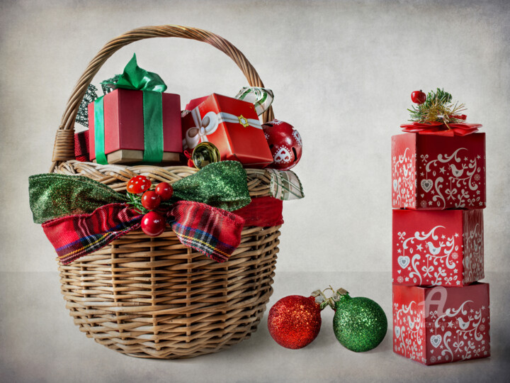Christmas still life in red and green 摄影