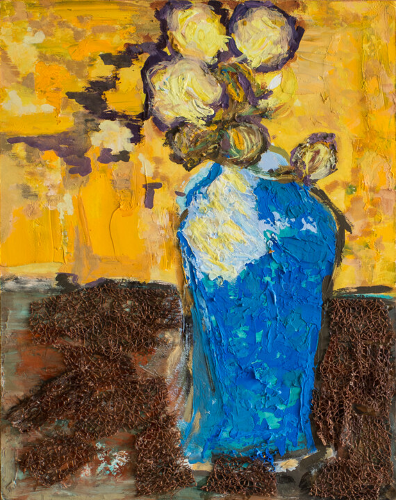 Jaune & bleu 绘画, 11.9x9.5 in