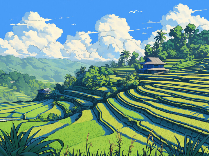 Rice terraces 미술작품, 23.6x31.5 in