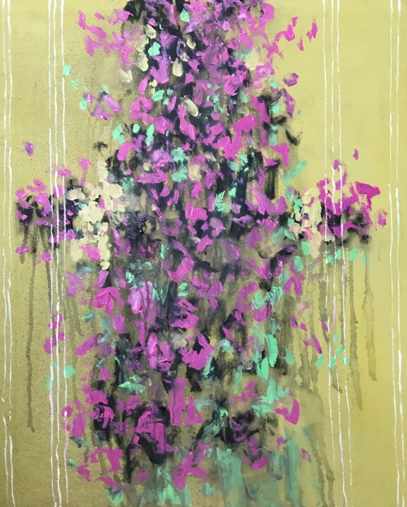 Ζωγραφική με τίτλο "Abstract flower fie…" από Incognito, Αυθεντικά έργα τέχνης, Ακρυλικό