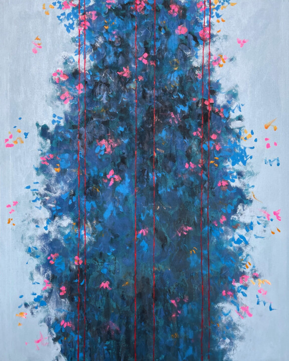 绘画 标题为“Sky Blue Flowers” 由Incognito, 原创艺术品, 丙烯