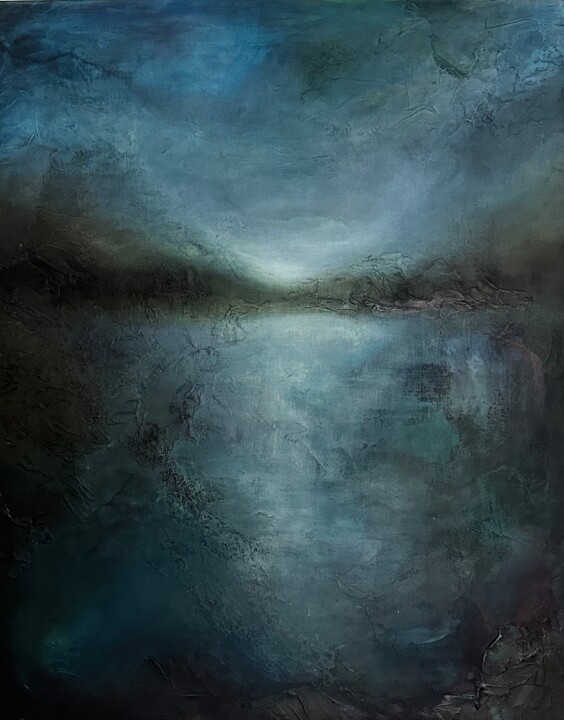 Painting titled "Abstract landscape" by Mikhailova, Original Artwork, Acrylic Mounted on Wood Stretcher frame
