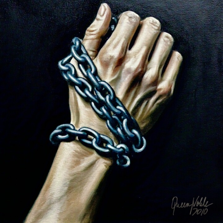 Painting titled "The Chain of Sacrif…" by Queennoble, Original Artwork, Oil