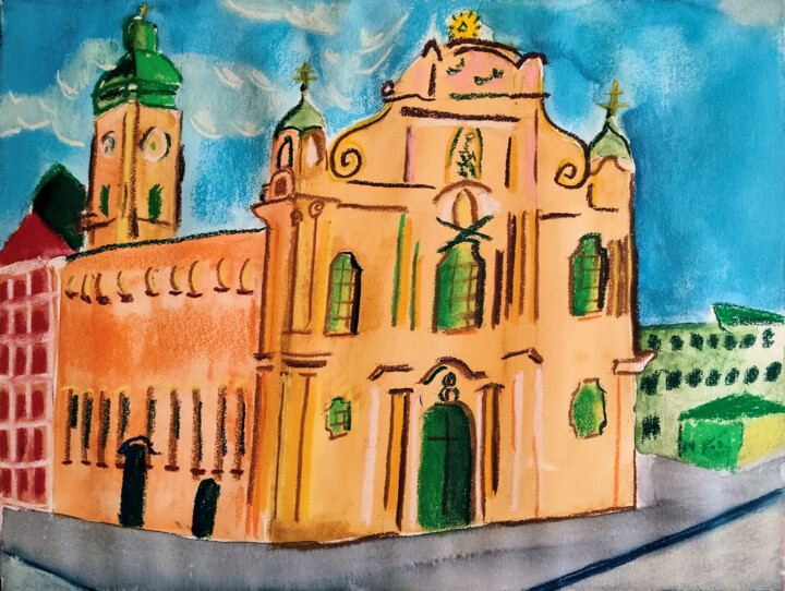 Heiliggeistkirche München 绘画, 11.7x16.1 in