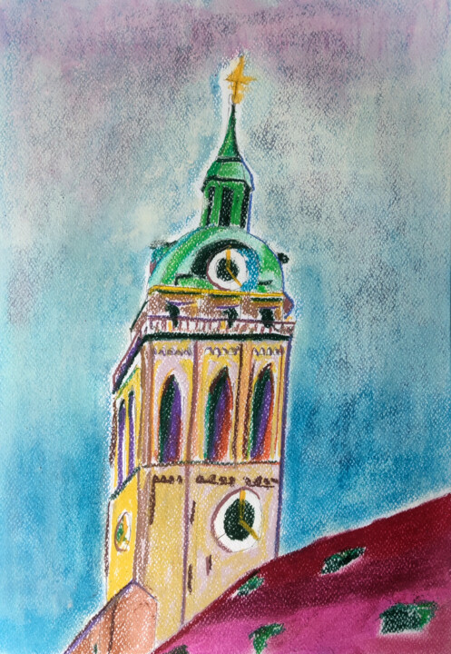 Peterskirche München 绘画, 11.7x16.1 in