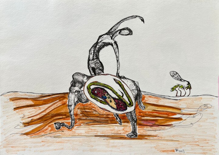 Dibujo titulada "Р:;g / I saw that i…" por Leni Smoragdova, Obra de arte original, Rotulador
