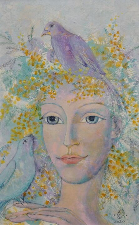 The bird of joy and the bird of sorrow 绘画, 14.2x10.2 in