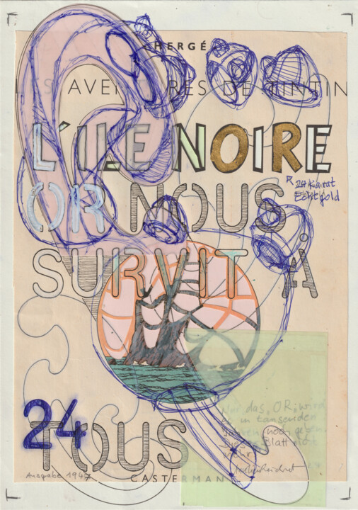 绘画 标题为“L`ILE N(O)I(R) SURV…” 由Aurélien Reichert, 原创艺术品, 纸