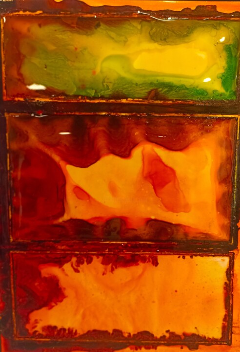 Painting titled "Colourful field. Wa…" by Patrice Tabouret(Pi), Original Artwork, Watercolor Mounted on Wood Stretcher frame