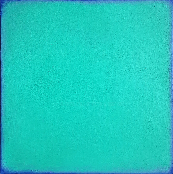 Teal Blue Abstract Painting, The Garden of Love, Rumi Poem Schilderij, 19,7x19,7 in
