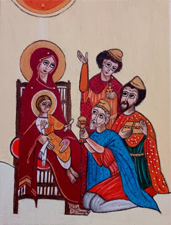 Peinture intitulée "Les rois mages, une…" par Laure Barlet, Œuvre d'art originale, Huile