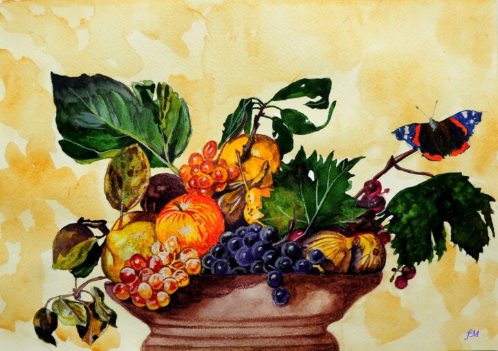 Чаша с фруктами,интерпретация 绘画, 8.3x11.8 in