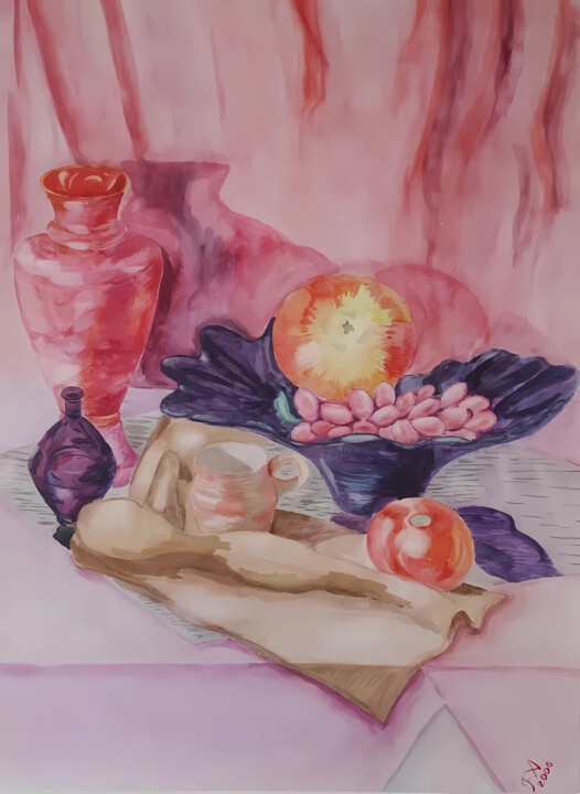 A bowl with grapes 绘画, 22.6x16.7 in