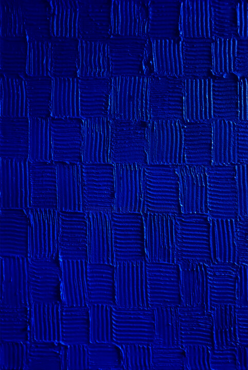Deep Blue Monochrome Abstract Painting, Homage to Yves Klein Painting, 35.8x24 in
