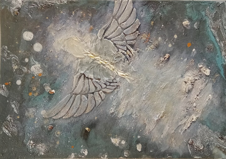 Angel Falling into the Sky 绘画, 7.9x11.8 in