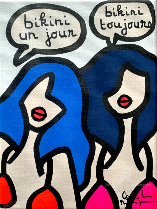 Bikini un jour - bikini toujours 미술작품, 9.5x7.1 in