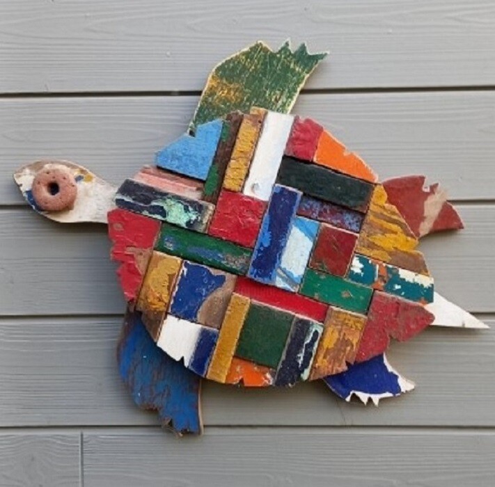 Tortue mosaïque gauche 雕塑, 21.3x17.7 in