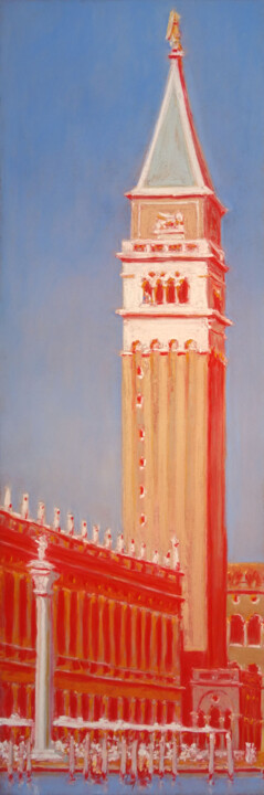 Schilderij getiteld "Campanile di san Ma…" door François Cusson, Origineel Kunstwerk, Pastel Gemonteerd op Houten paneel