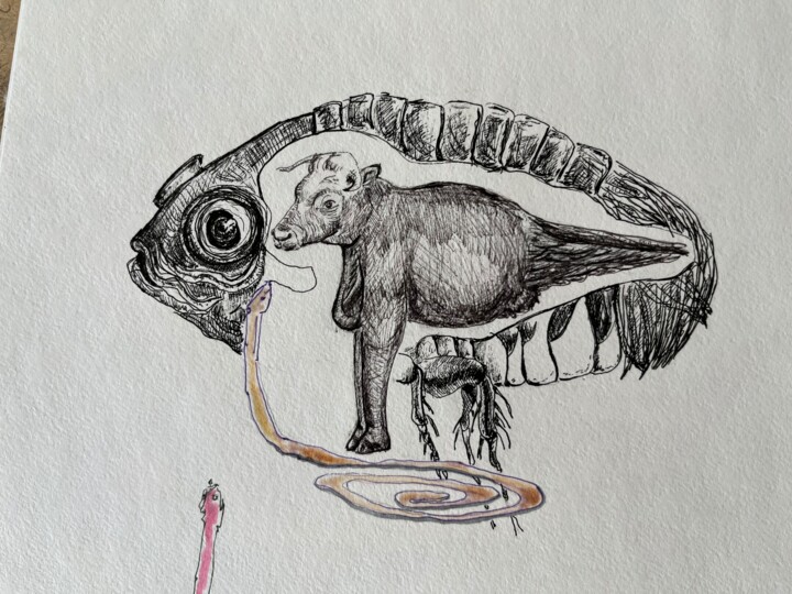 图画 标题为“R!The body in piece…” 由Leni Smoragdova, 原创艺术品, 标记