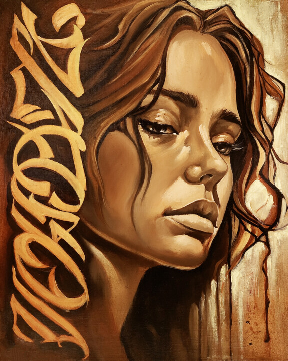 "A submissive look" 绘画, 23.6x19.7 in
