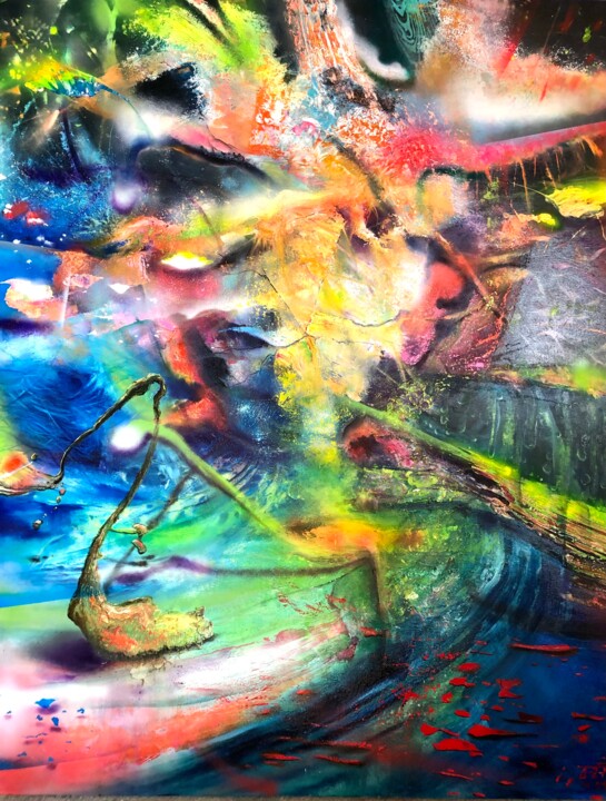 Painting titled "ORIGINAL Abstract C…" by Alain Donate Hernandez, Original Artwork, Acrylic