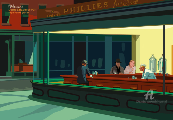 2024-12-01 D’après Edward Hopper - Night Hawks 数字艺术