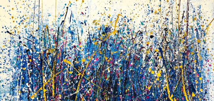 Painting titled "ice sky" by Dam Domido, Original Artwork, Acrylic