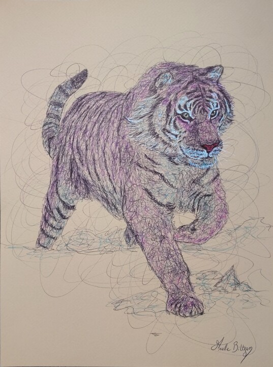 Le tigre qui marchait dans la neige 图画, 11.7x8.3 in