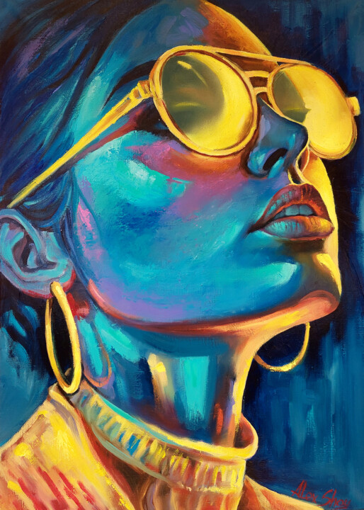 "Moonlight" Painting, 27.6x19.7 in