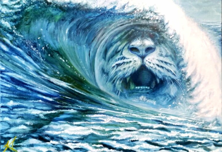Landscape My 2022 or Tiger Wave 绘画, 31.5x39.4 in