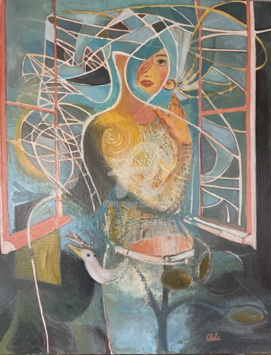 Vol de nuit américaine 绘画, 31.9x25.6 in