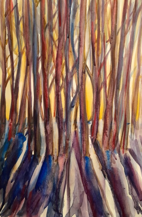 Peinture intitulée "Seeing through trees" par Alexey Zhucovsky, Œuvre d'art originale, Aquarelle