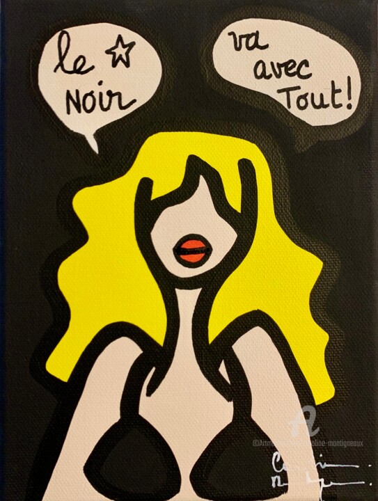 Painting titled "Noir c’est noir" by Caroline Montigneaux, Original Artwork, Acrylic Mounted on Wood Stretcher frame