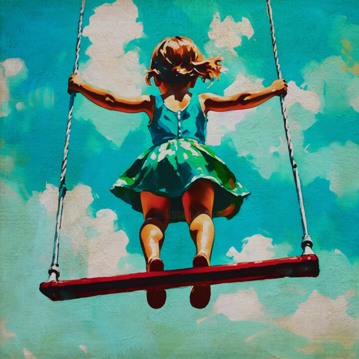 Schilderij getiteld "Fearless Swinger" door Jan Keteleer, Origineel Kunstwerk, Digitaal Schilderwerk
