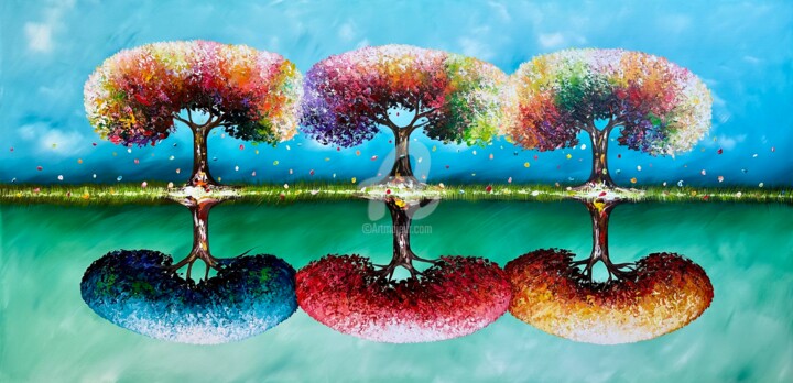 Colorful Seasons 3D. 绘画, 31.5x63 in