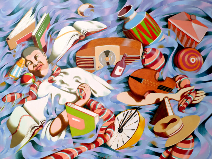 Painting titled "And finally the flo…" by Federico Cortese, Original Artwork, Oil Mounted on Wood Stretcher frame