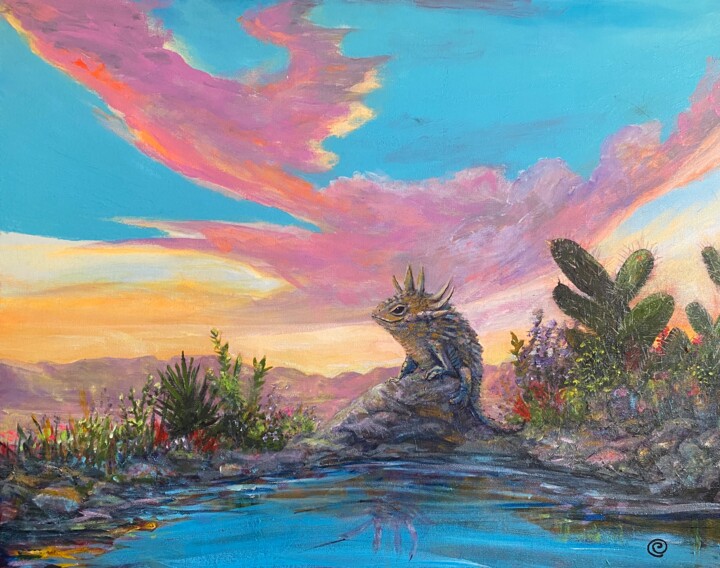 “ Horny Toad Lizard var. Narcissus 绘画, 22x28 in