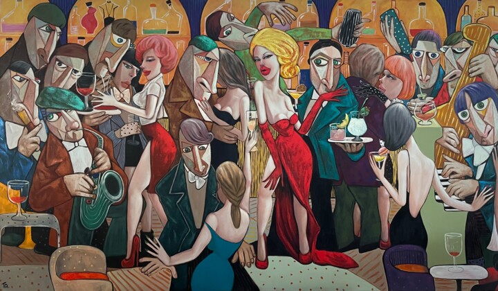 Painting titled "Lady in Red." by Ta Byrne, Original Artwork, Oil