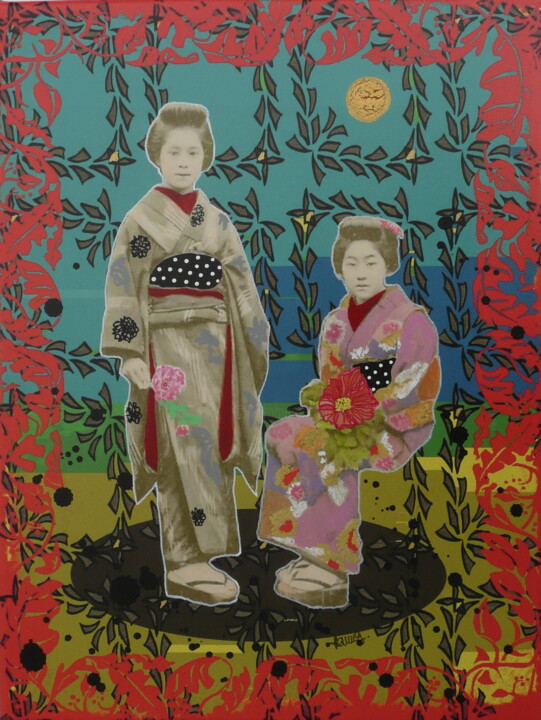 绘画 标题为“Japan 4” 由Carine Ramos, 原创艺术品, 2D数字工作 安装在木质担架架上